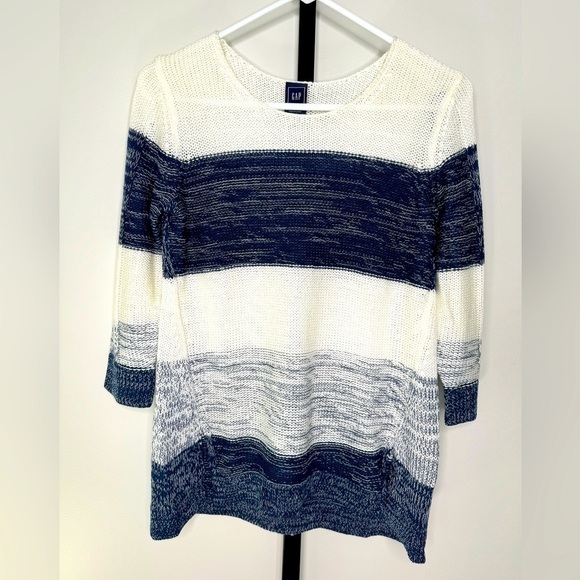 GAP Sweaters - Gap Wide Blue and White Striped Sweater - Classic Nautical Style